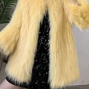 Elegant Yellow O-Neck Warm Mink Hair Coats Winter