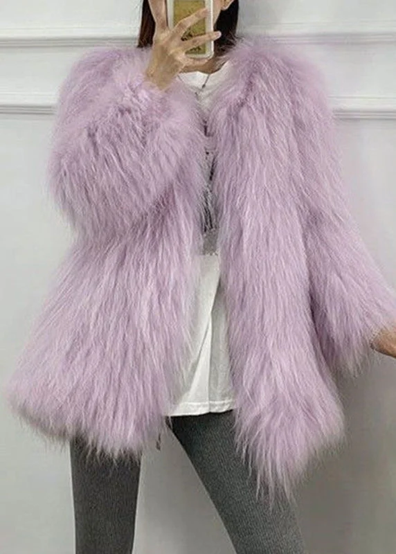 Elegant Yellow O-Neck Warm Mink Hair Coats Winter - Image 2