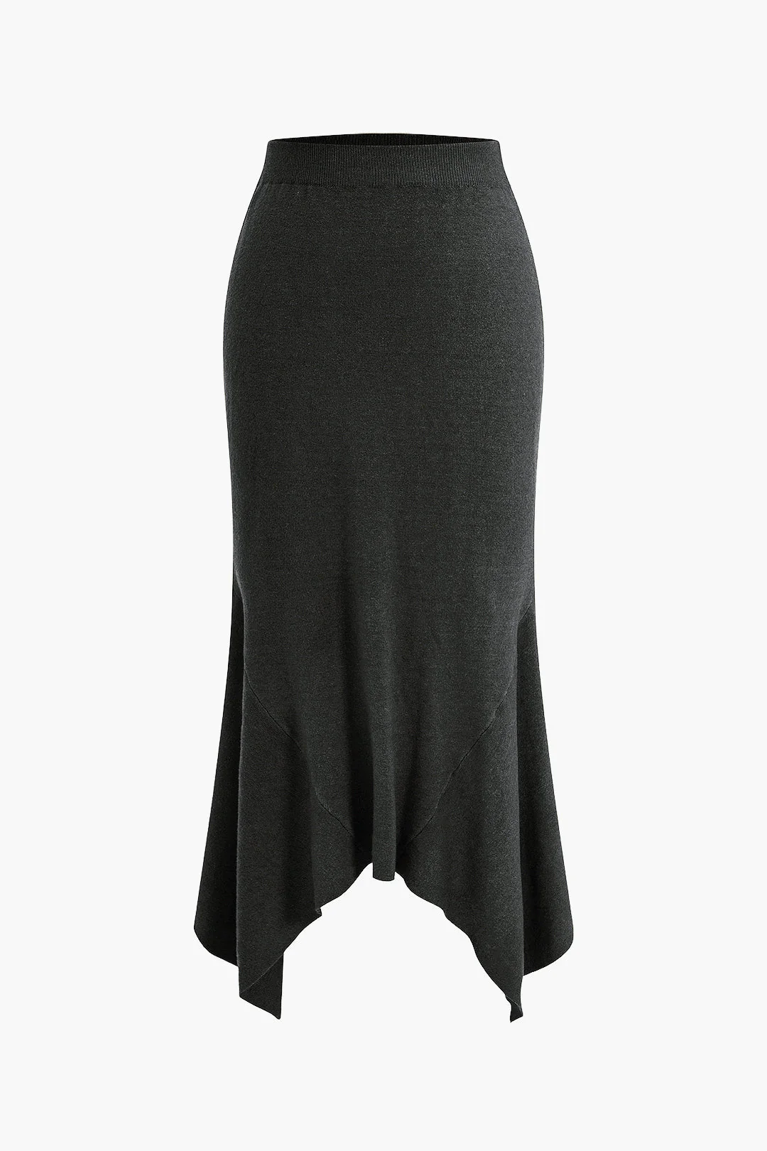 Solid Sweater Asymmetrical Skirt - Image 4