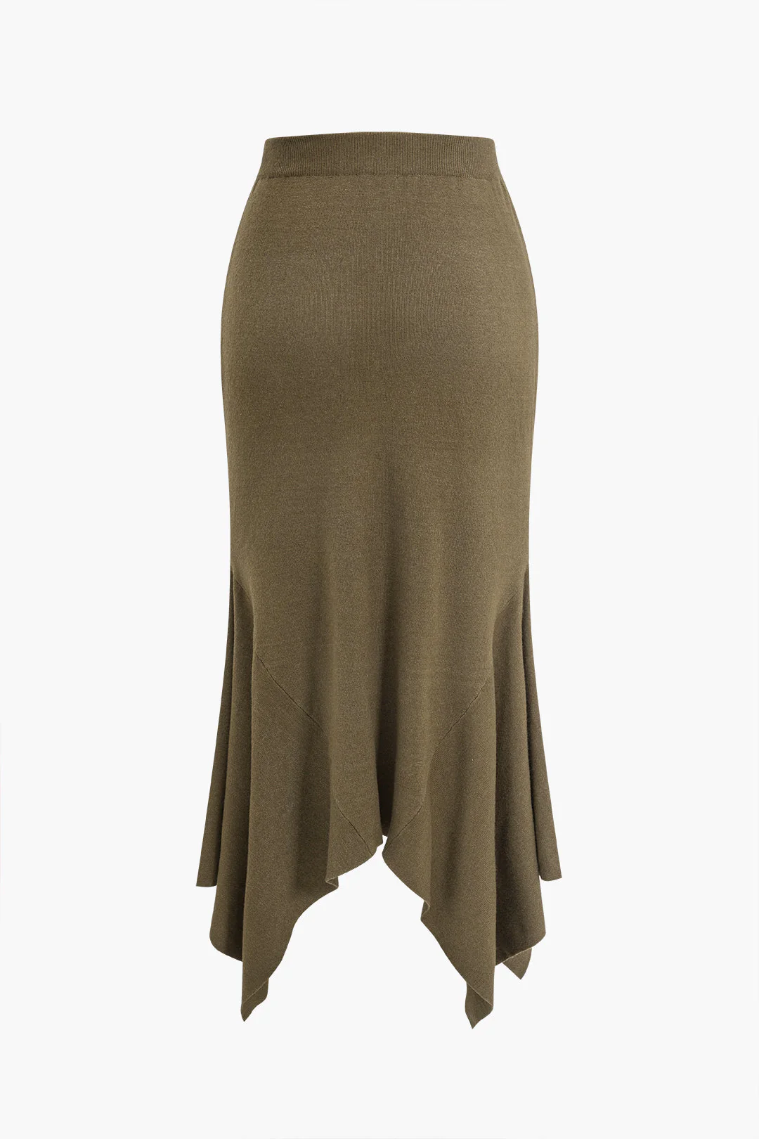 Solid Sweater Asymmetrical Skirt - Image 2