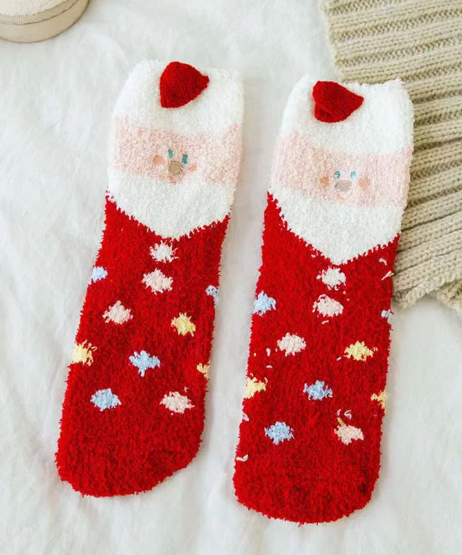 Coral Plush Mid Calf Socks Winter Cute Cartoon Christmas - Image 2