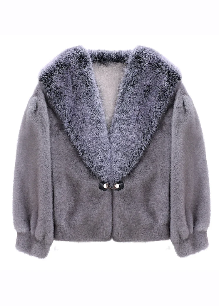 Fashion Black Fur Collar Thick Mink Hair Coat Winter - Image 2