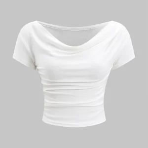 Solid Ruched Short Sleeve T-Shirt