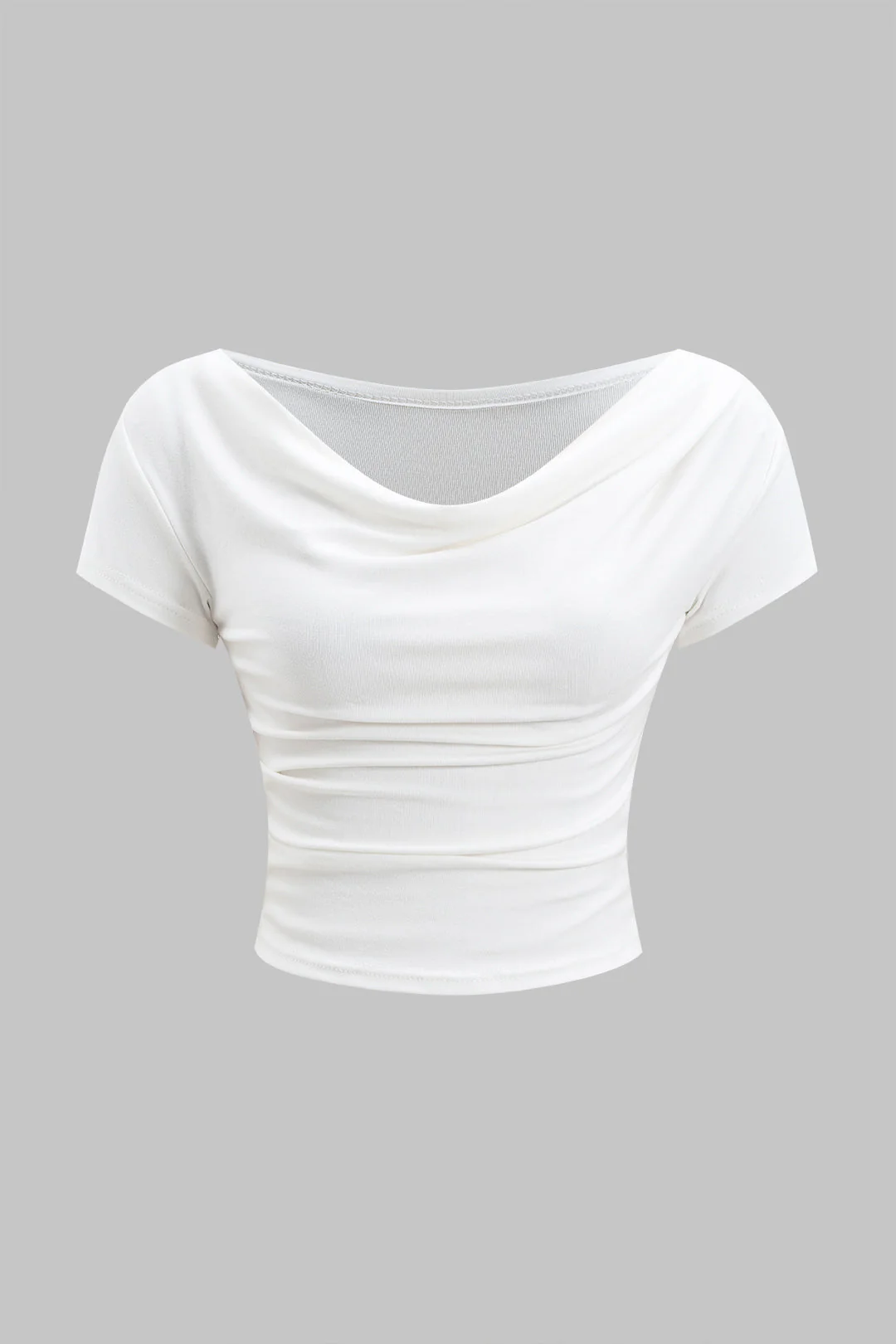 Solid Ruched Short Sleeve T-Shirt