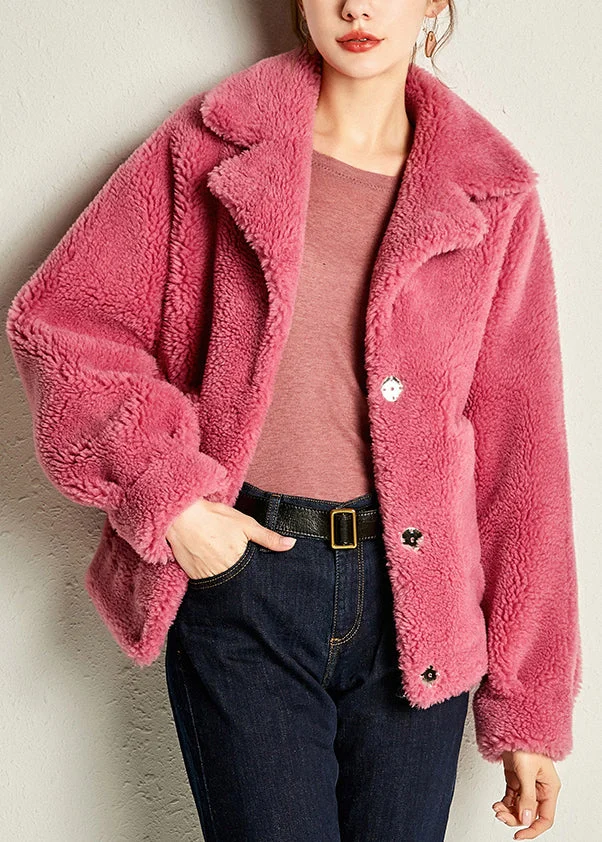 Loose Rose Peter Pan Collar Faux Fur Coats Long Sleeve - Image 2