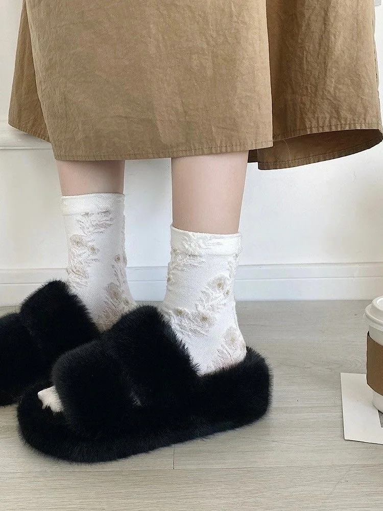 Fluffy Outerwears Platform Slippers - Image 5