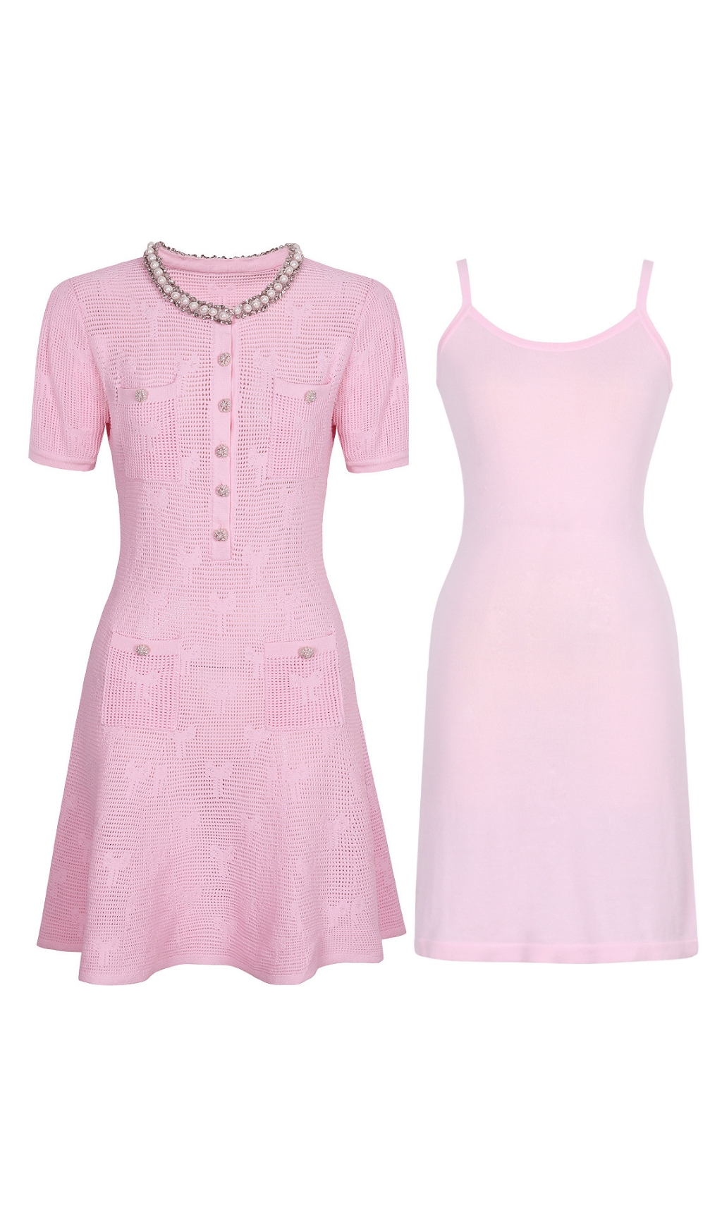 Georgina Diamante Beaded Knit Mini Dress Set - Image 2