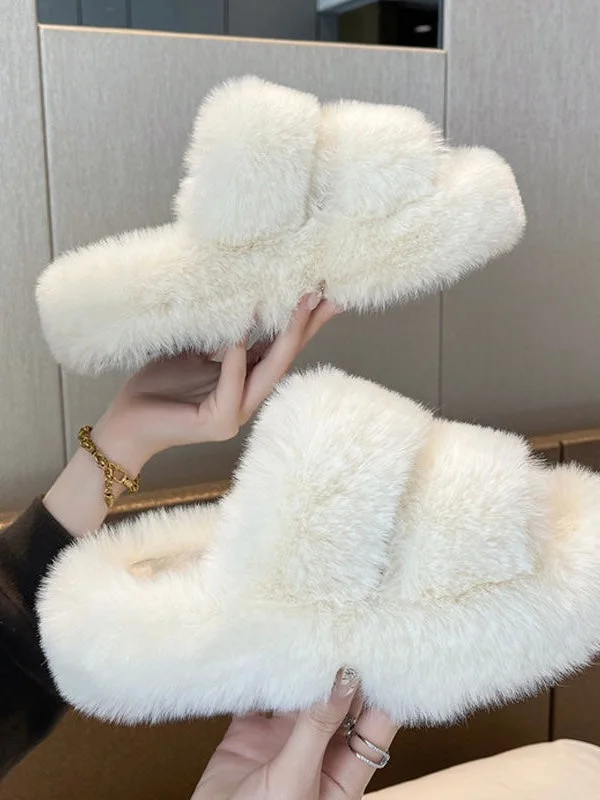 Fluffy Outerwears Platform Slippers - Image 6