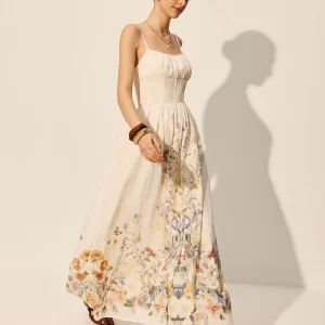 Square Neck Floral Print Dress