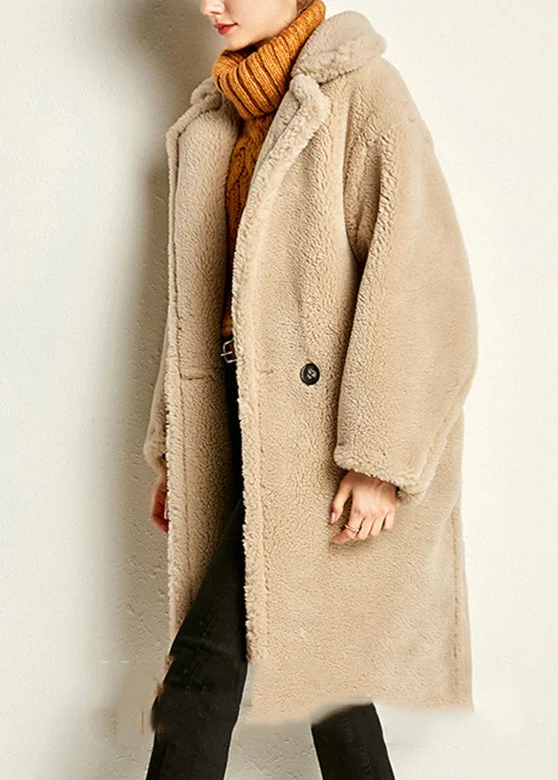 Camel Button Warm Maxi Faux Fur Coat Spring - Image 2