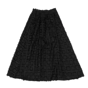 Elegant Black Fluffy Waffle Plaid A-line Skirt