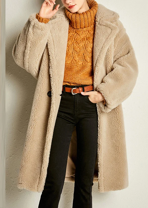 Camel Button Warm Maxi Faux Fur Coat Spring - Image 5