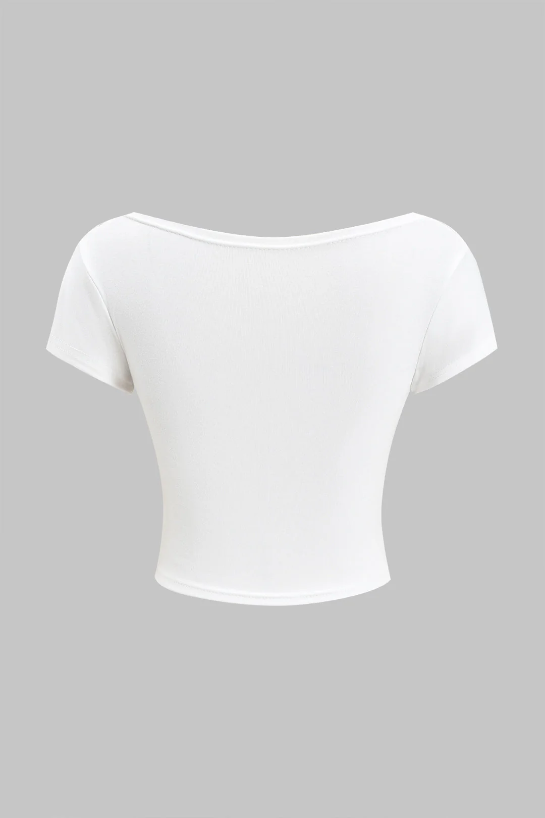 Solid Ruched Short Sleeve T-Shirt - Image 2