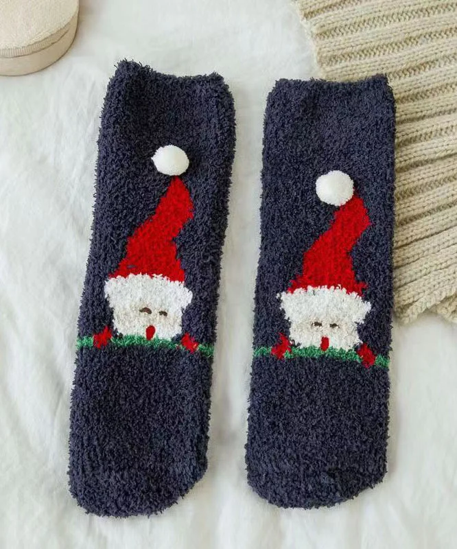 Coral Plush Mid Calf Socks Winter Cute Cartoon Christmas - Image 3