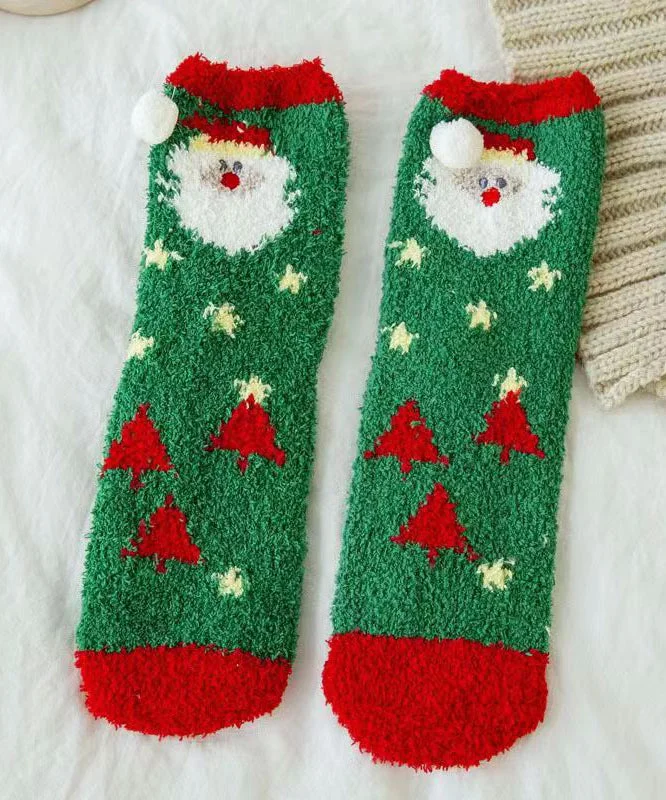 Coral Plush Mid Calf Socks Winter Cute Cartoon Christmas - Image 4