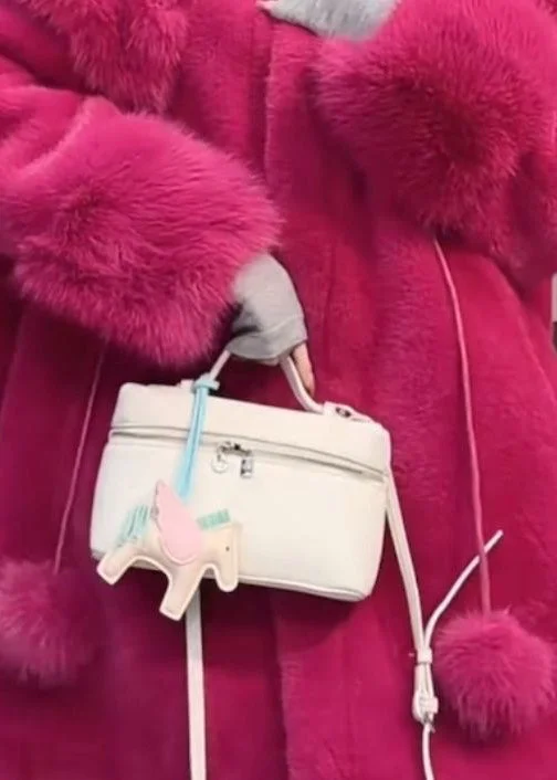 Stylish Rose Peter Pan Collar Patchwork Faux Fur Coat Winter - Image 2