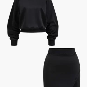 Solid Top And Skirt Set