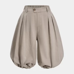 Solid Ruched Lantern Shorts