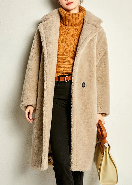 Camel Button Warm Maxi Faux Fur Coat Spring - Image 4