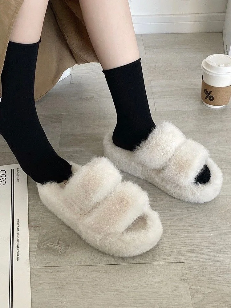 Fluffy Outerwears Platform Slippers - Image 9