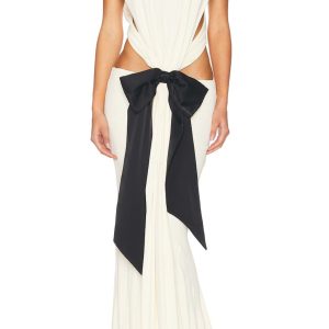 Elisae White Bow Cutout Maxi Dress