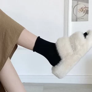 Fluffy Outerwears Platform Slippers