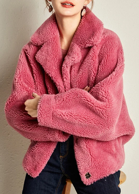 Loose Rose Peter Pan Collar Faux Fur Coats Long Sleeve - Image 3