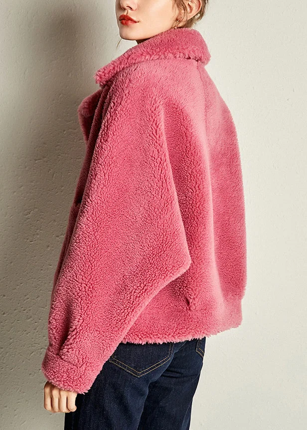 Loose Rose Peter Pan Collar Faux Fur Coats Long Sleeve - Image 4