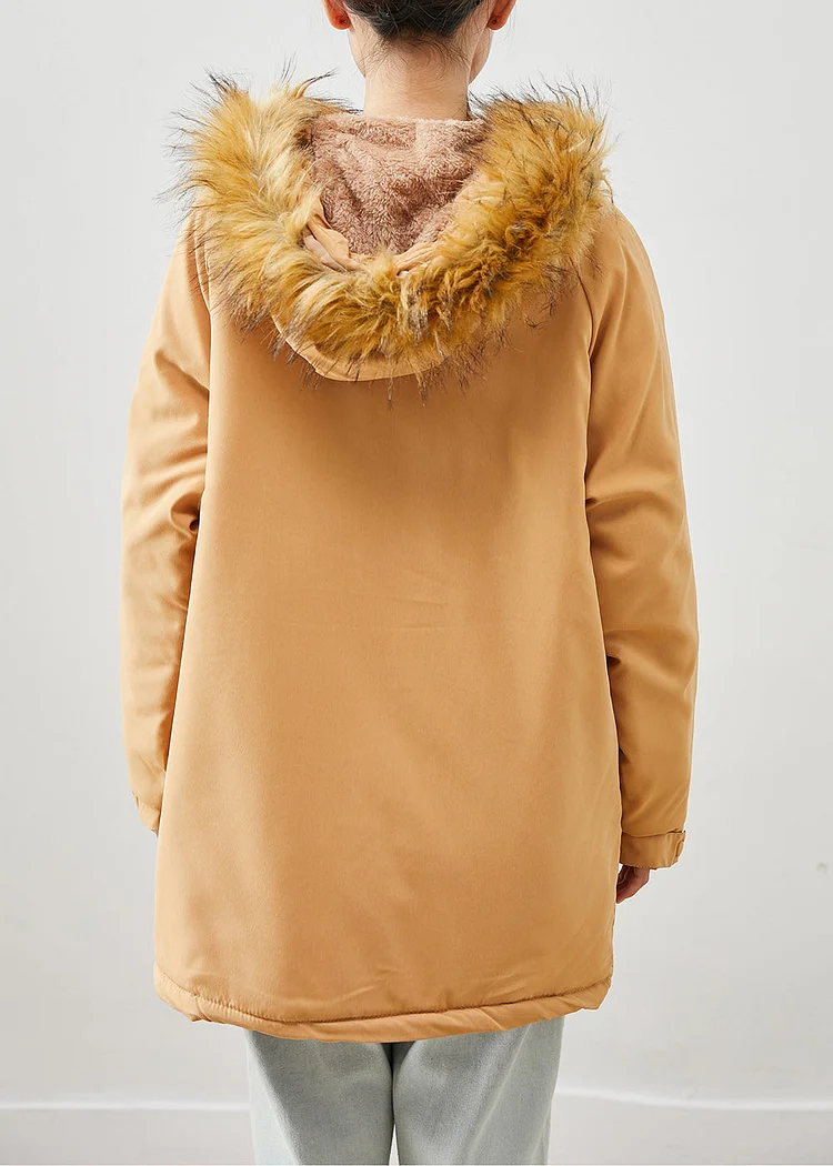 Boutique Khaki Fur Collar Oversized Thick Fine Cotton Filled Puffer Jacket Winter - Image 4