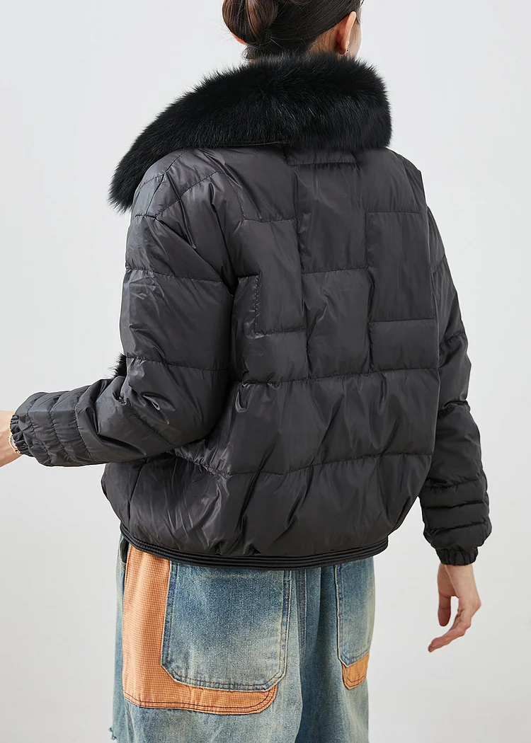 Modern Black Fox Collar Patchwork Mink Hair Duck Down Puffers Jackets Winter - Image 5