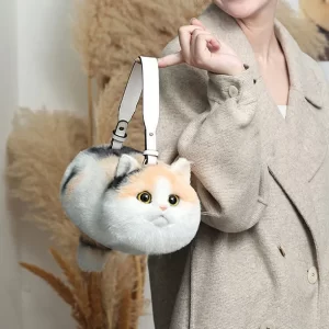 Cute Yellow Cat Creative Fuzzy Fur Shoulder Bag