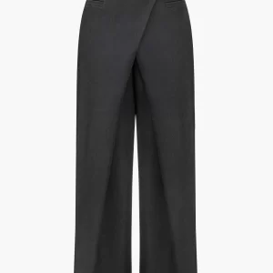 Solid Asymmetrical Wrap Belted Trousers